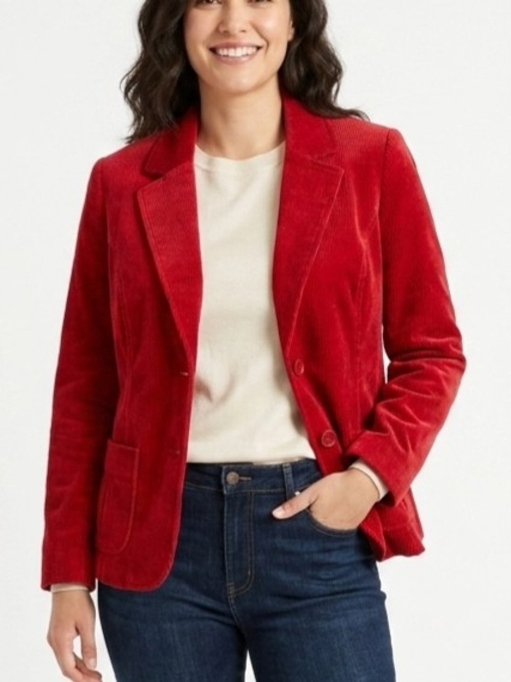 Kim Rogers Petite Red Corduroy Blazer Women's 16P